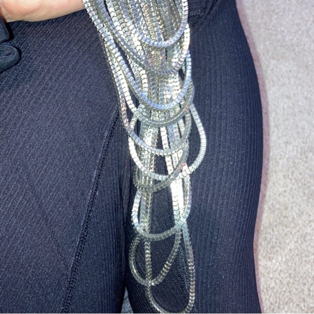 Multiple Silver Strand Necklace Statement - image 8